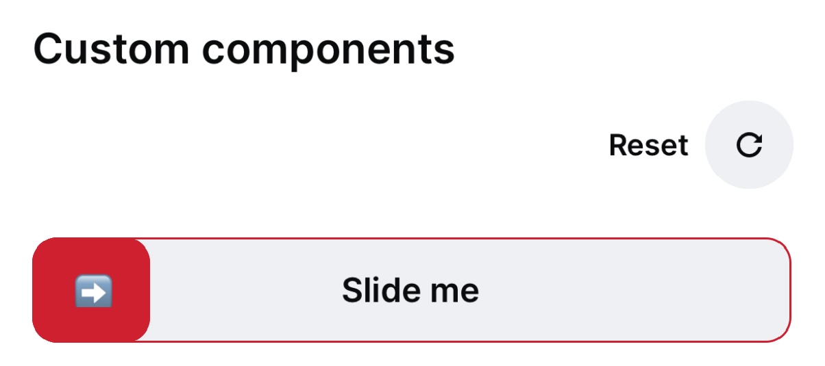 Slide button with custom green/red background and handle